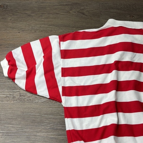 Vintage Winners Choice Red and White Striped Polo Shirt, size medium - Picture 8 of 8